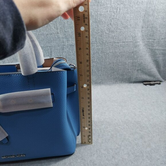 MICHAEL KORS Emilia Small Leather Satchel Crossbody NWT South Pacific Blue Bow A - Picture 9 of 13